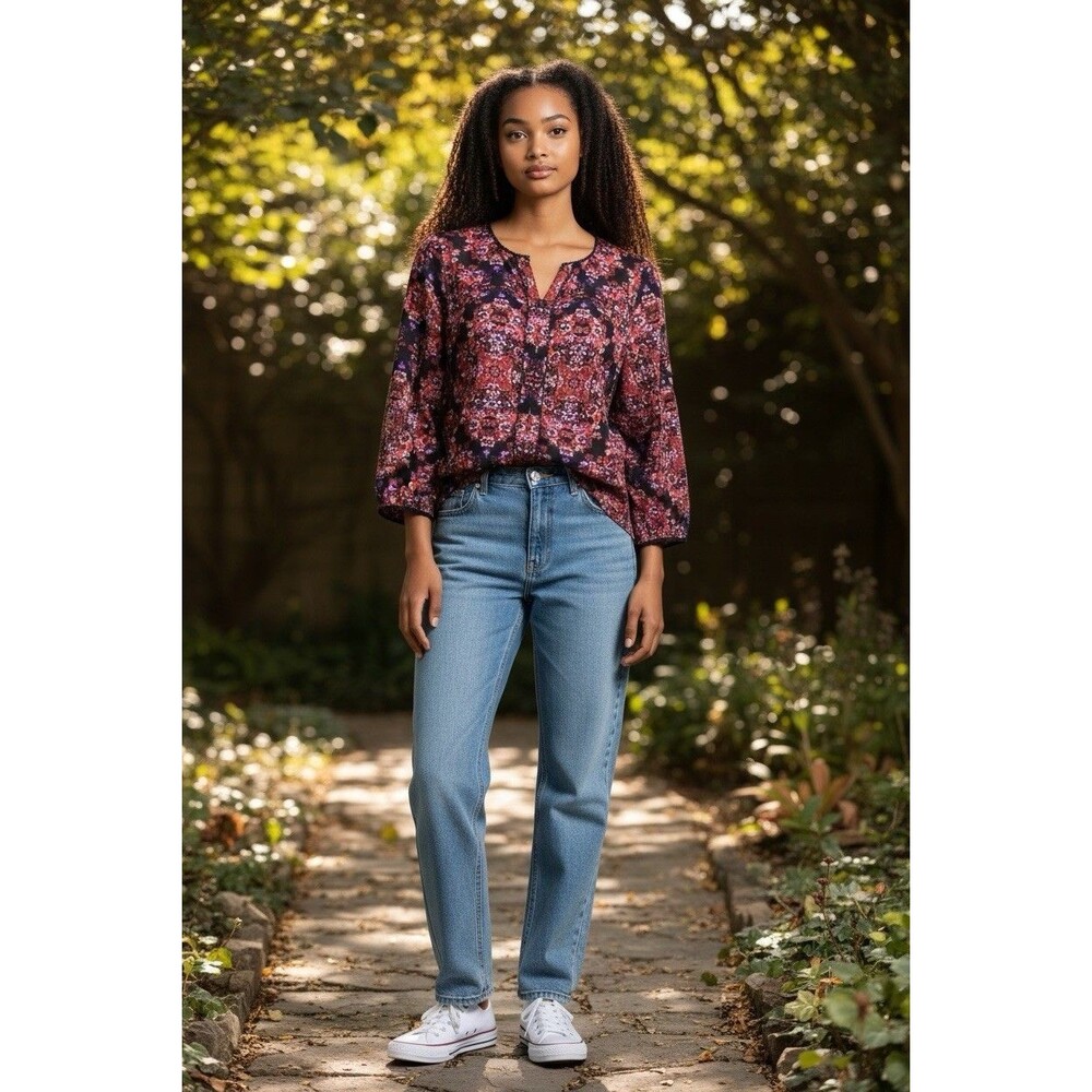 J.crew Multicolor Floral Peasant Women’s Blouse Size XS Bohemianism Cottage Core